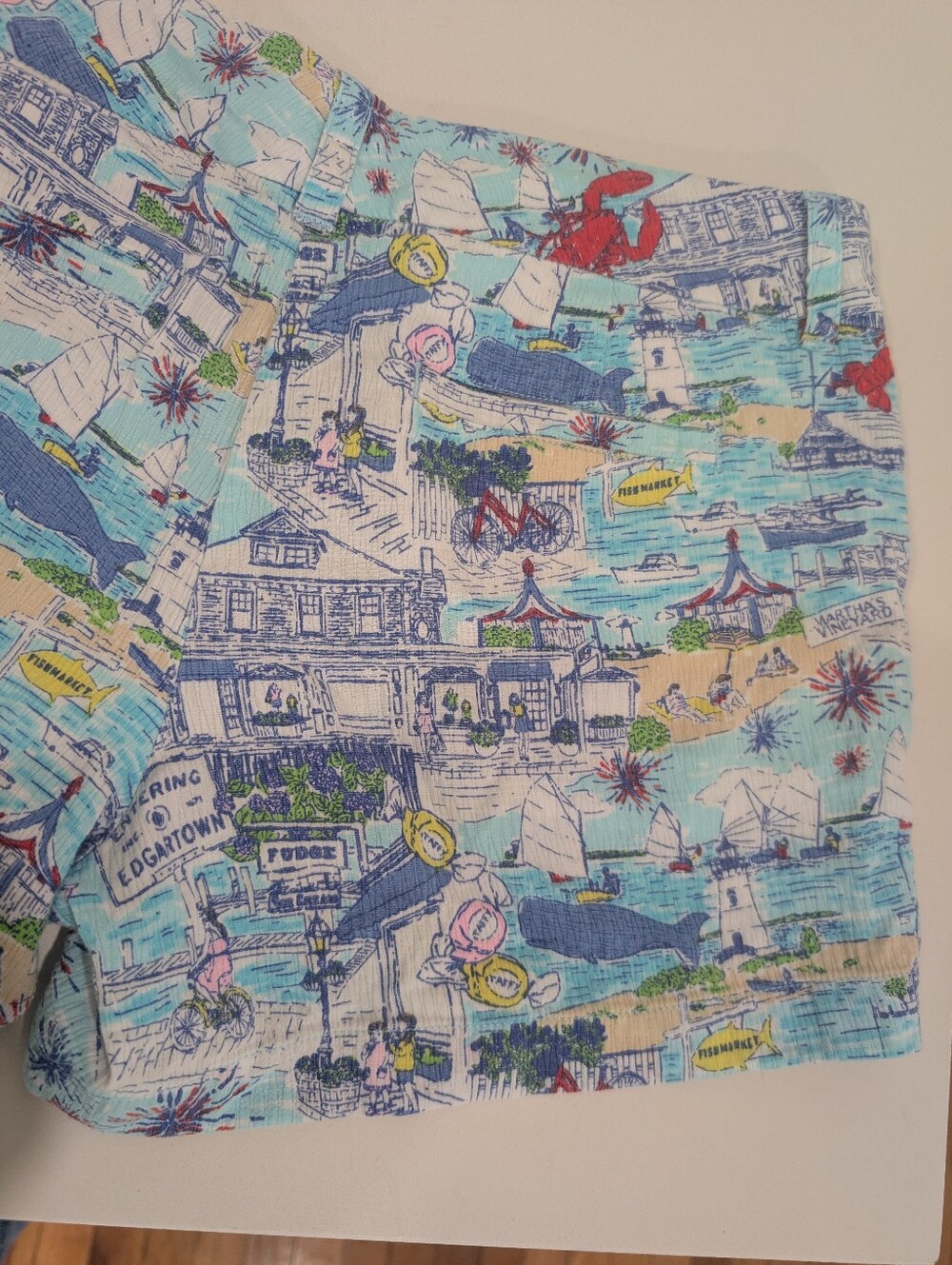 Vineyard Vines Light Blue Nautical Print Seersucker Shorts - Picture 8 of 10